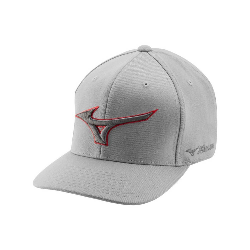 Mizuno Men's Diamond Snapback Baseball Hat Grey/Red (370278-WKE)